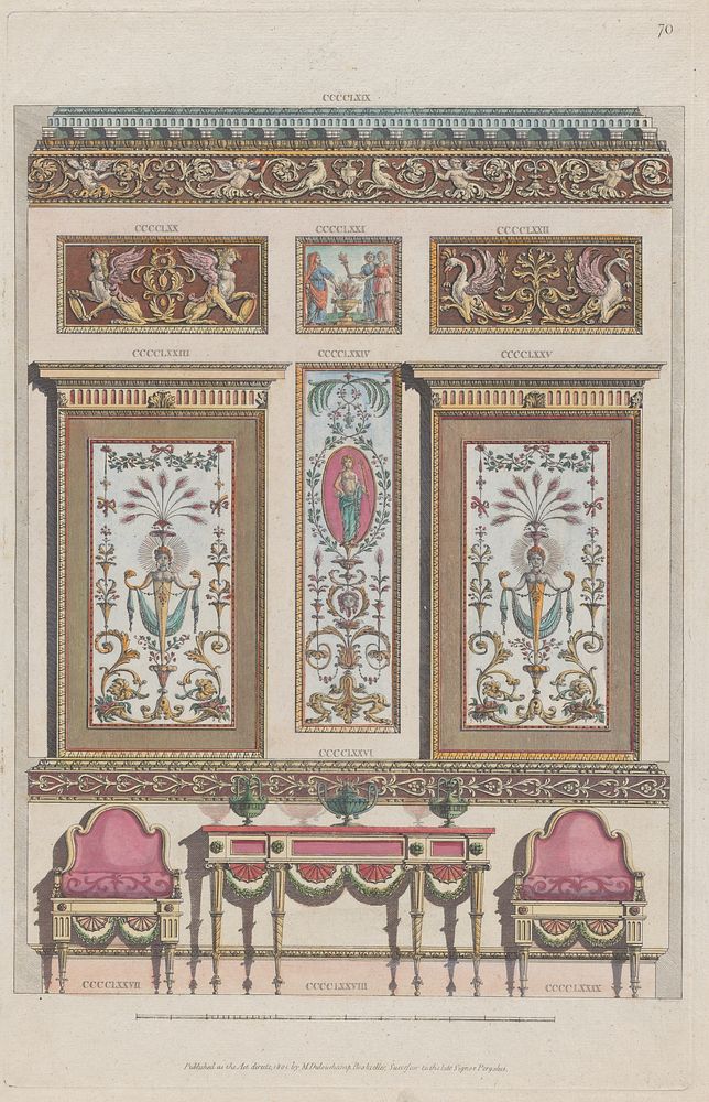 Interior Ornamented Wall, nos. CCCCLXIX–CCCCLXXIX ("Designs for Various Ornaments," pl. 70)