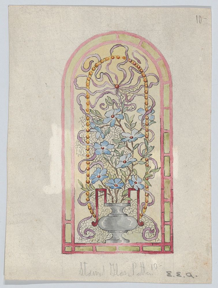Stained Glass Design with Flowering Vase