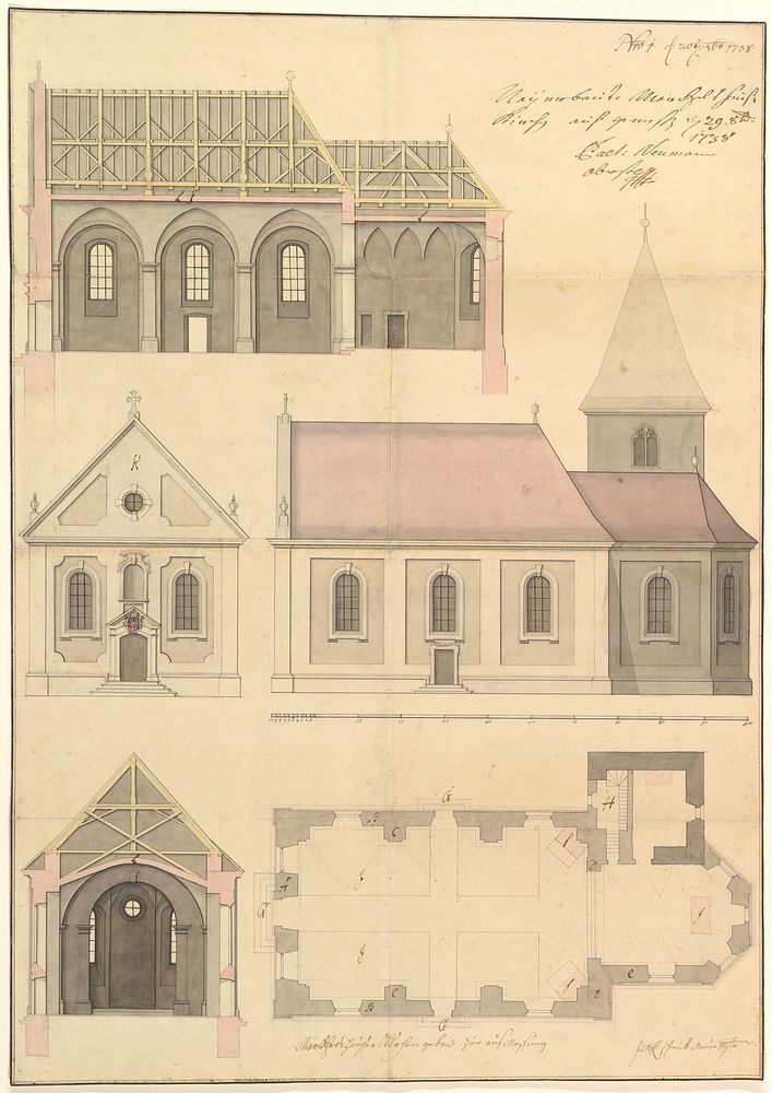 Design for the Parish Church of Merkershausen by Balthasar Neumann