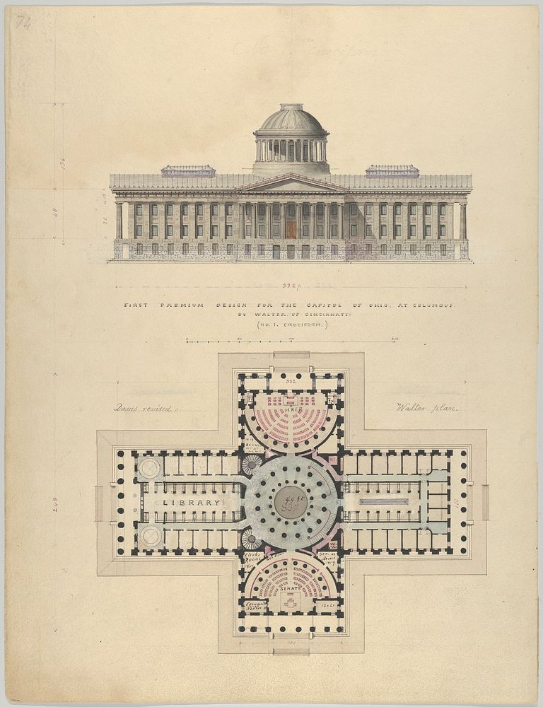 First Premium Design for the Capitol of Ohio at Columbus by Walter of Cincinnati