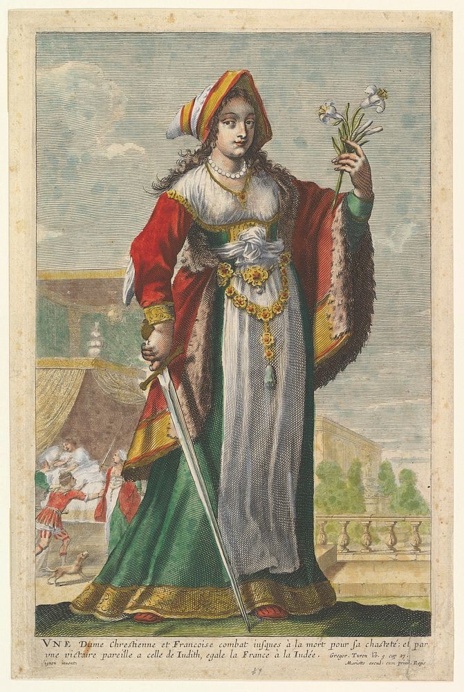 French Judith, an illustration from Pierre Le Moyne's 'La Gallerie des femmes fortes' by various artists/makers