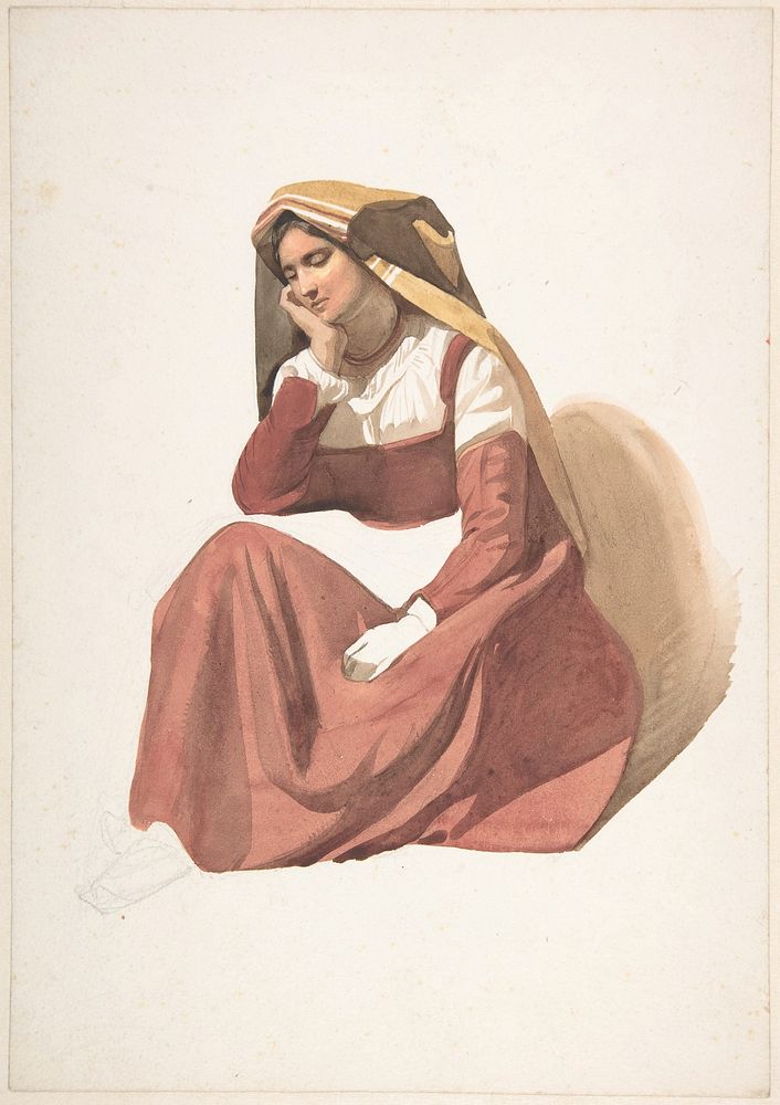 Seated Italian Peasant Woman by Pierre Louis Dubourcq