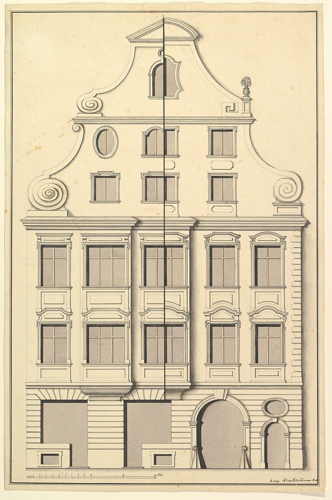 Drawing for the Street Elevation of a Town House by Andreas Schneidmann