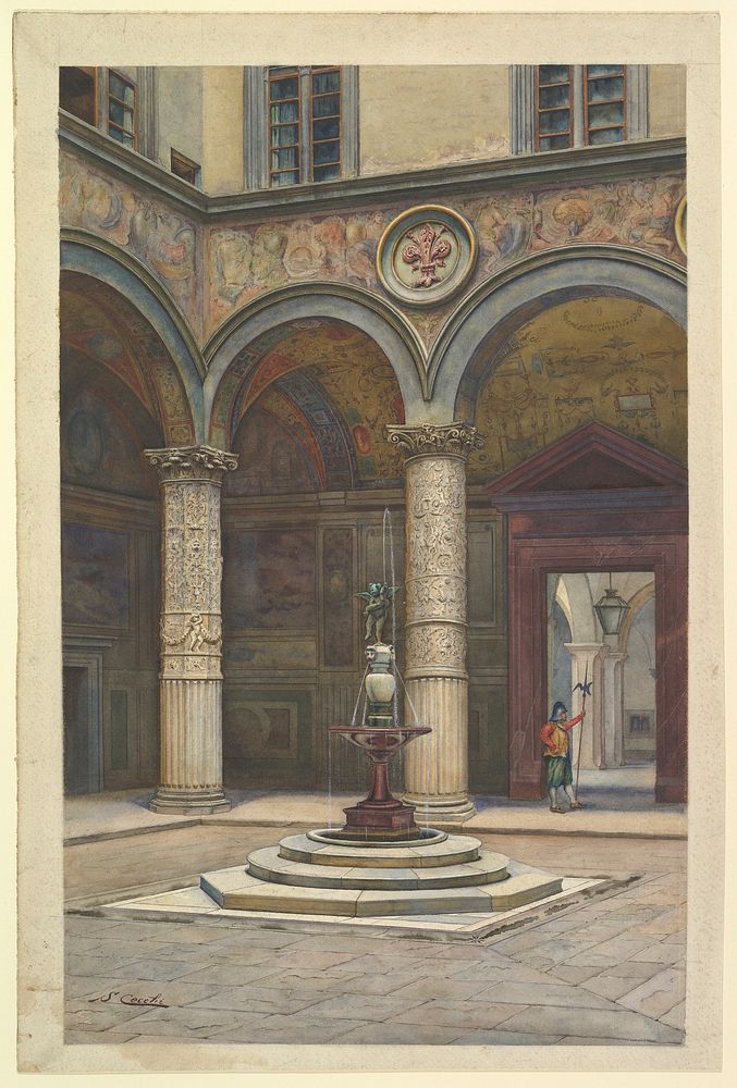 Courtyard of the Palazzo Vecchio, Florence by S. Cecchi