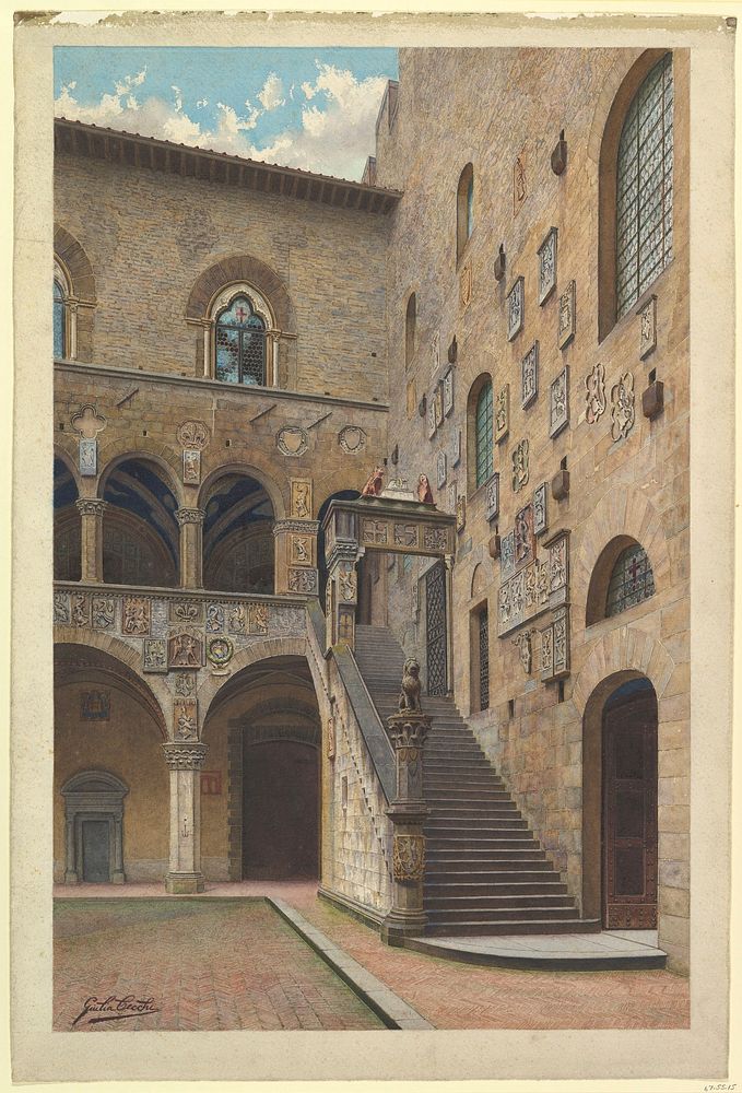 View of the Bargello Courtyard in Florence by S. Cecchi