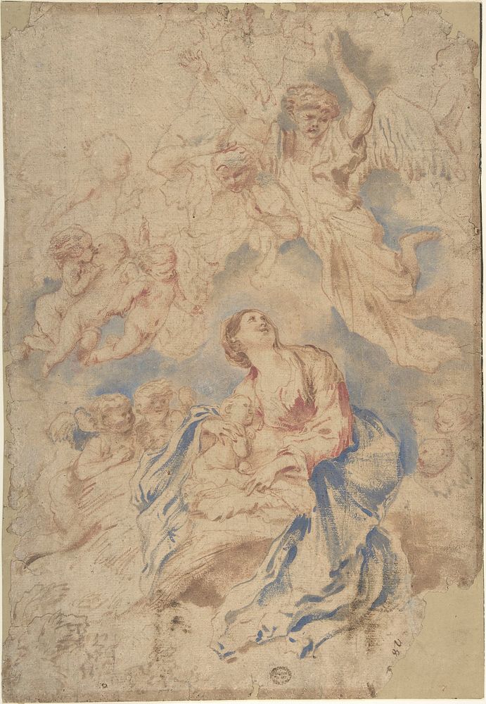 Nativity with Angels, Circle of Giovanni Benedetto Castiglione (Il Grechetto)