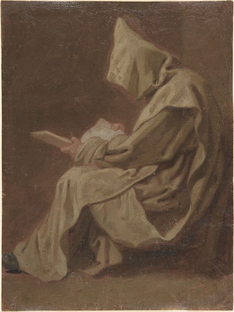 Seated Carthusian Holding an Open Book by Jean Restout le jeune
