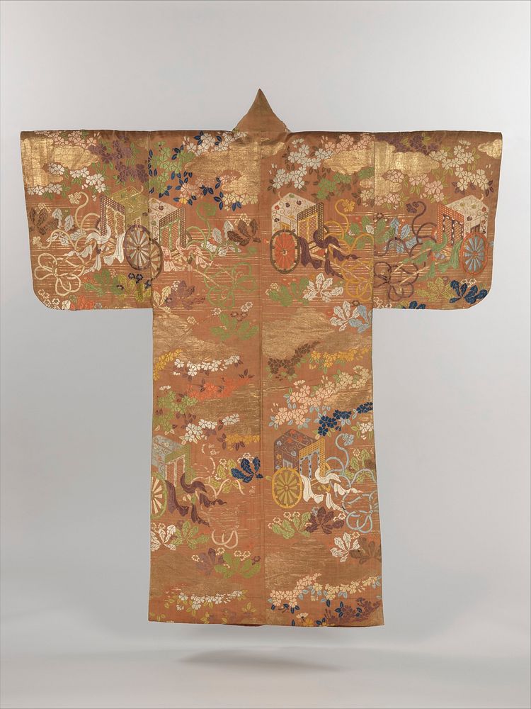 Noh Costume (Karaori) with Court Carriages, Cherry Blossoms, and Dandelions, Japan