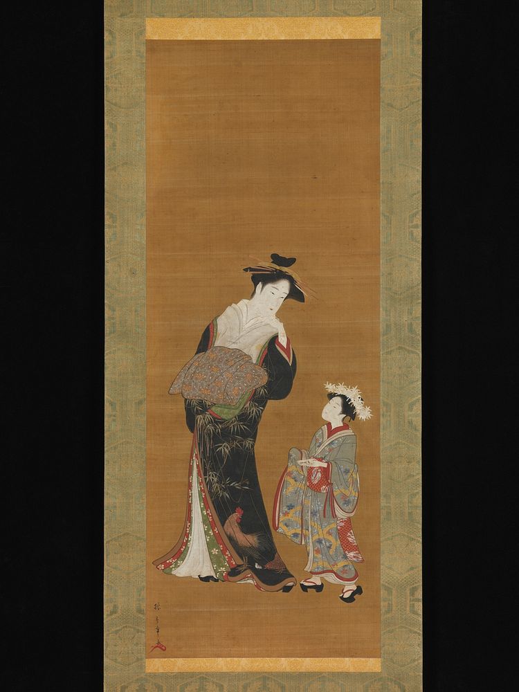 Courtesan and Her Attendant by Katsukawa Shunshō
