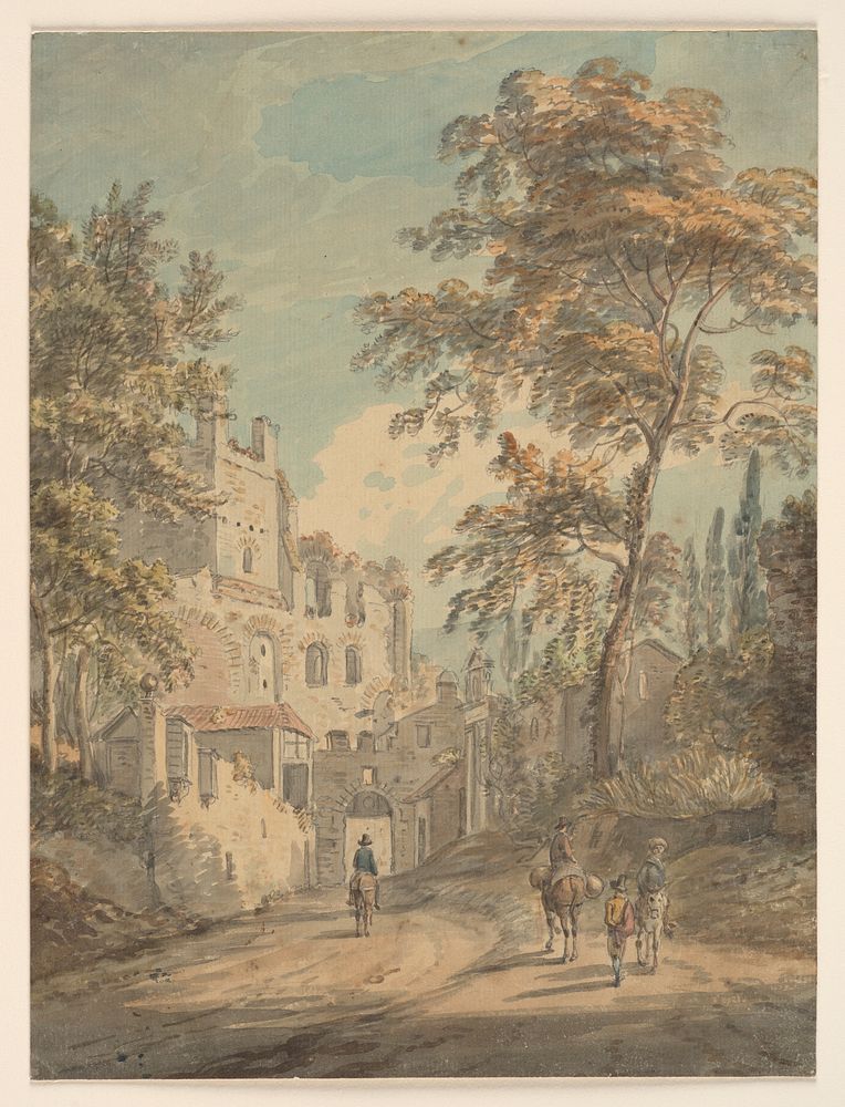 Travelers Entering a Town by Paul Sandby