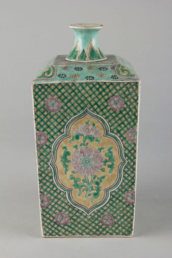 Square vase with floral patterns