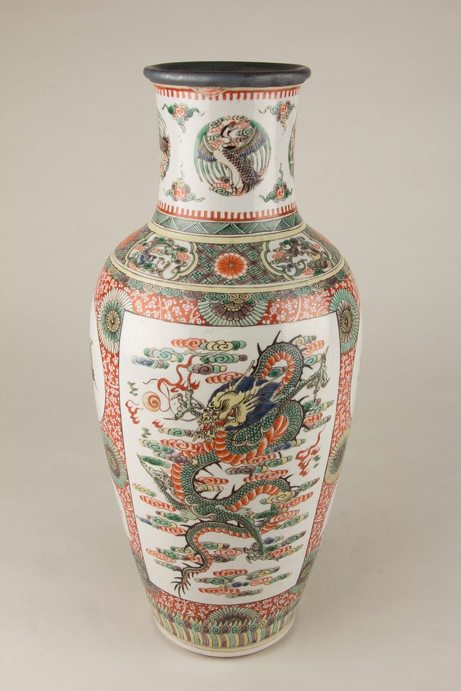 Vase with dragon, phoenixes, and butterflies