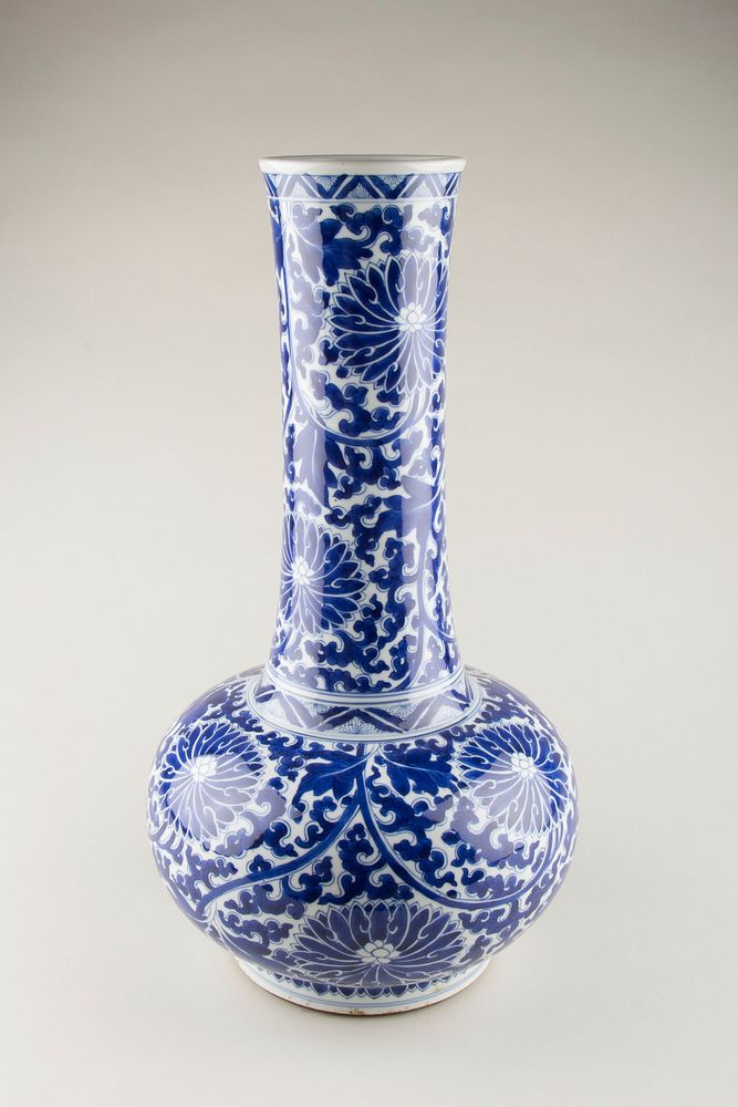 Bottle vase with floral scrolls