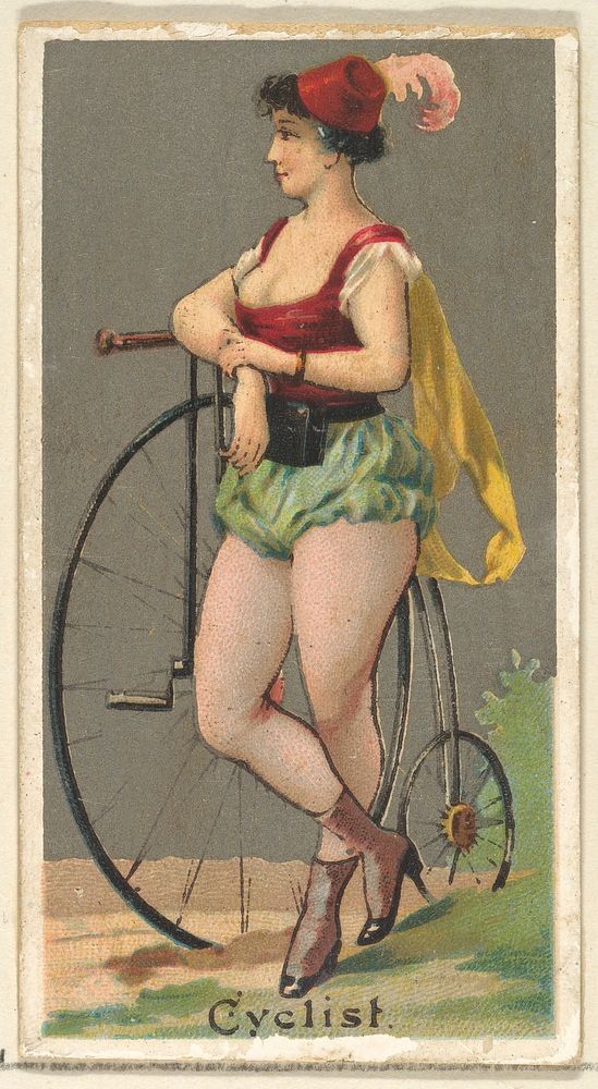 Cyclist, from the Occupations for Women series (N166) for Old Judge and Dogs Head Cigarettes issued by Goodwin & Company