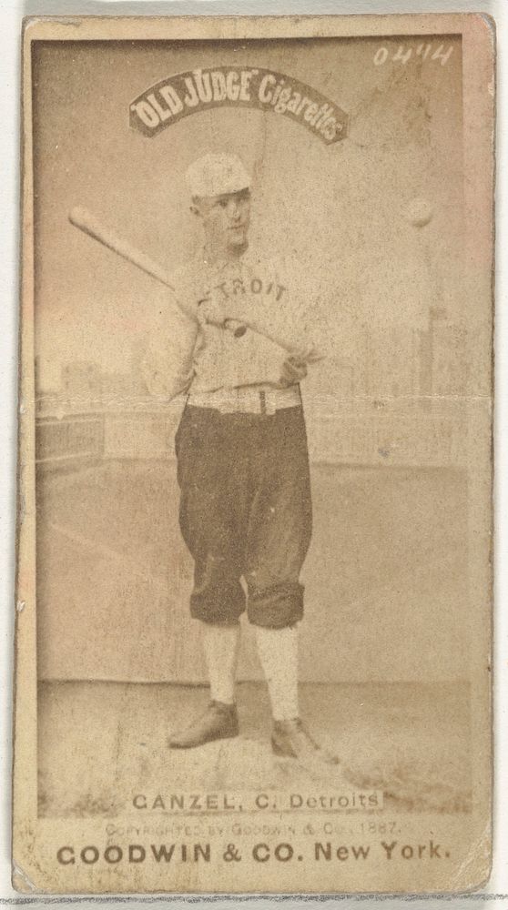 Charles William Charlie" Ganzel, Catcher, Detroit Wolverines, from the Old Judge series (N172) for Old Judge Cigarettes…