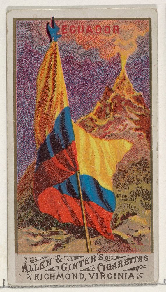 Ecuador, from Flags of All Nations, Series 1 (N9) for Allen & Ginter Cigarettes Brands issued by Allen & Ginter 