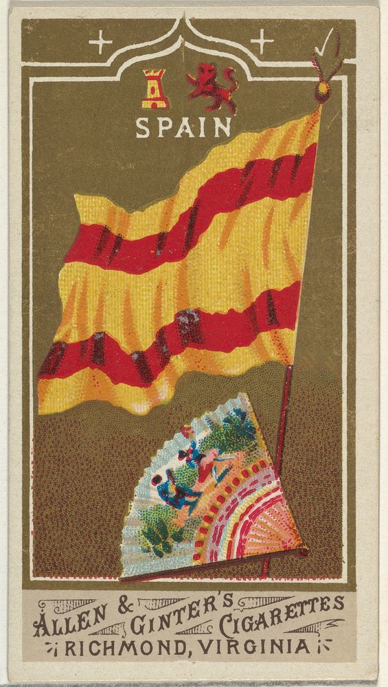 Spain, from Flags of All Nations, Series 1 (N9) for Allen & Ginter Cigarettes Brands issued by Allen & Ginter 
