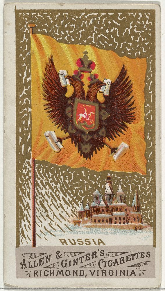 Russia, from Flags of All Nations, Series 1 (N9) for Allen & Ginter Cigarettes Brands issued by Allen & Ginter 