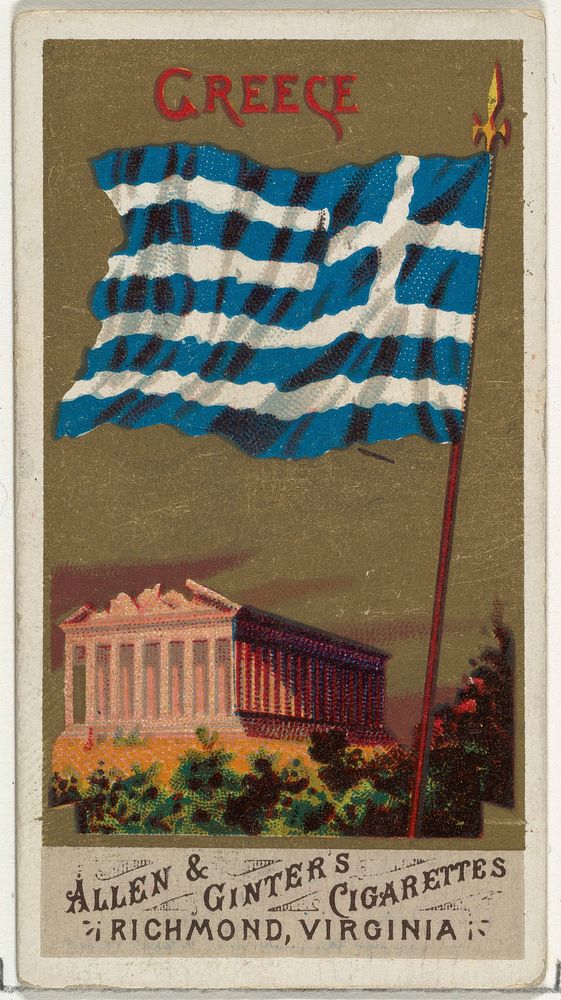 Greece, from Flags of All Nations, Series 1 (N9) for Allen & Ginter Cigarettes Brands