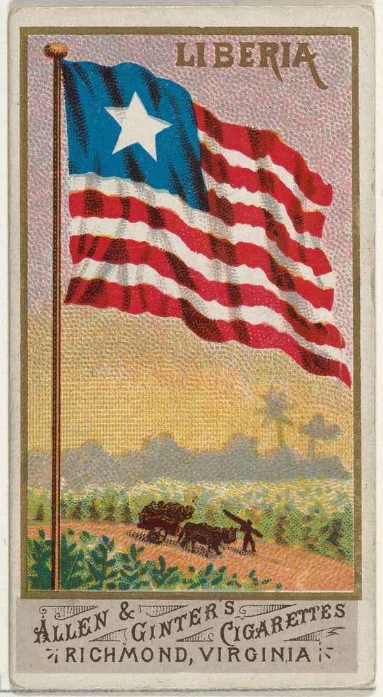 Liberia, from Flags of All Nations, Series 1 (N9) for Allen & Ginter Cigarettes Brands