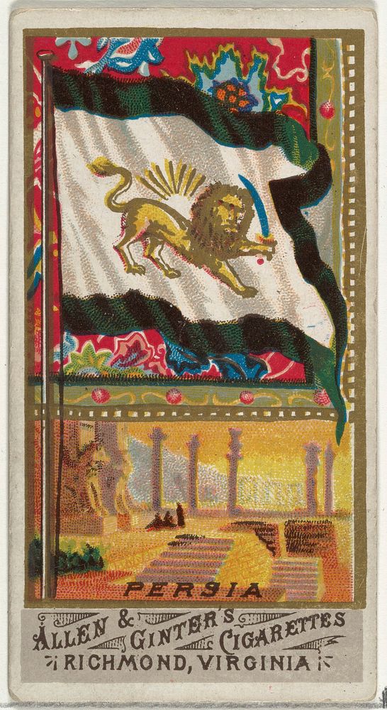 Persia, from Flags of All Nations, Series 1 (N9) for Allen & Ginter Cigarettes Brands issued by Allen & Ginter 