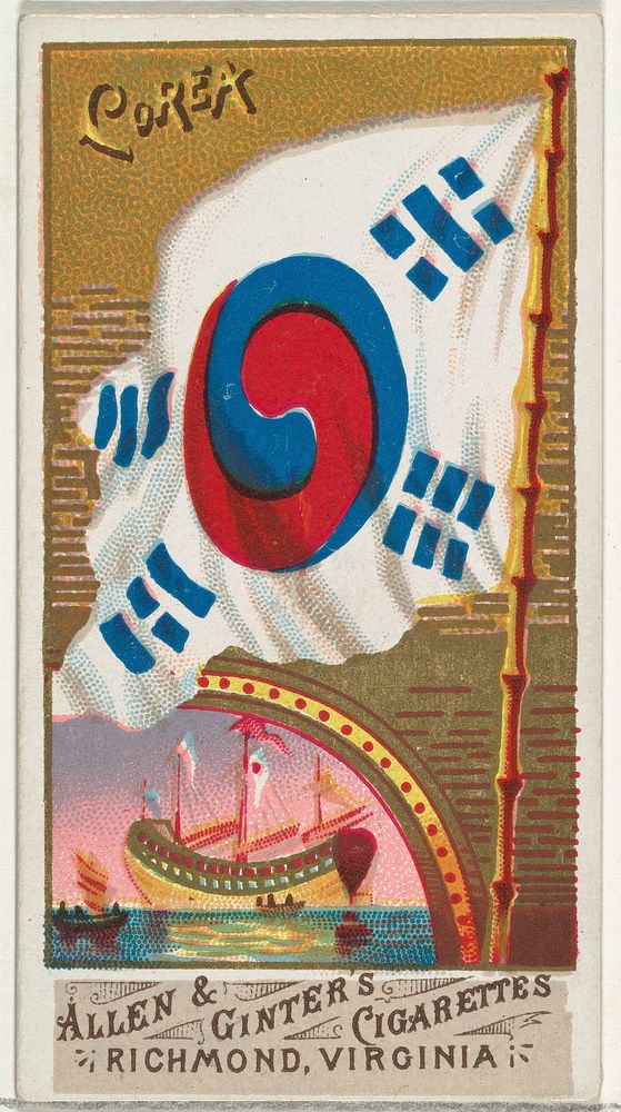 Korea, from Flags of All Nations, Series 1 (N9) for Allen & Ginter Cigarettes Brands issued by Allen & Ginter 