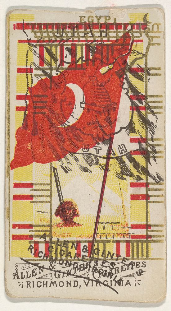 Egypt and Utah (double-printed card), from Flags of All Nations, Series 1 (N9) for Allen & Ginter Cigarettes Brands issued…