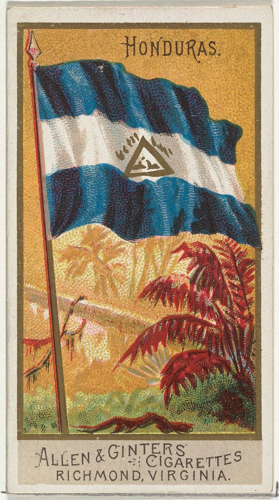 Honduras, from Flags of All Nations, Series 2 (N10) for Allen & Ginter Cigarettes Brands issued by Allen & Ginter 