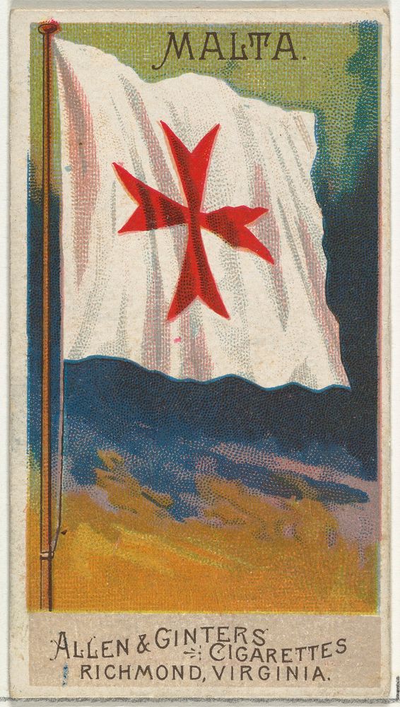 Malta, from Flags of All Nations, Series 2 (N10) for Allen & Ginter Cigarettes Brands issued by Allen & Ginter 