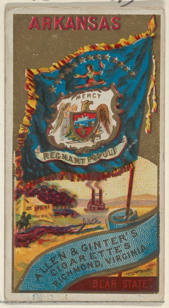 Arkansas, from Flags of the States and Territories (N11) for Allen & Ginter Cigarettes Brands issued by Allen & Ginter 
