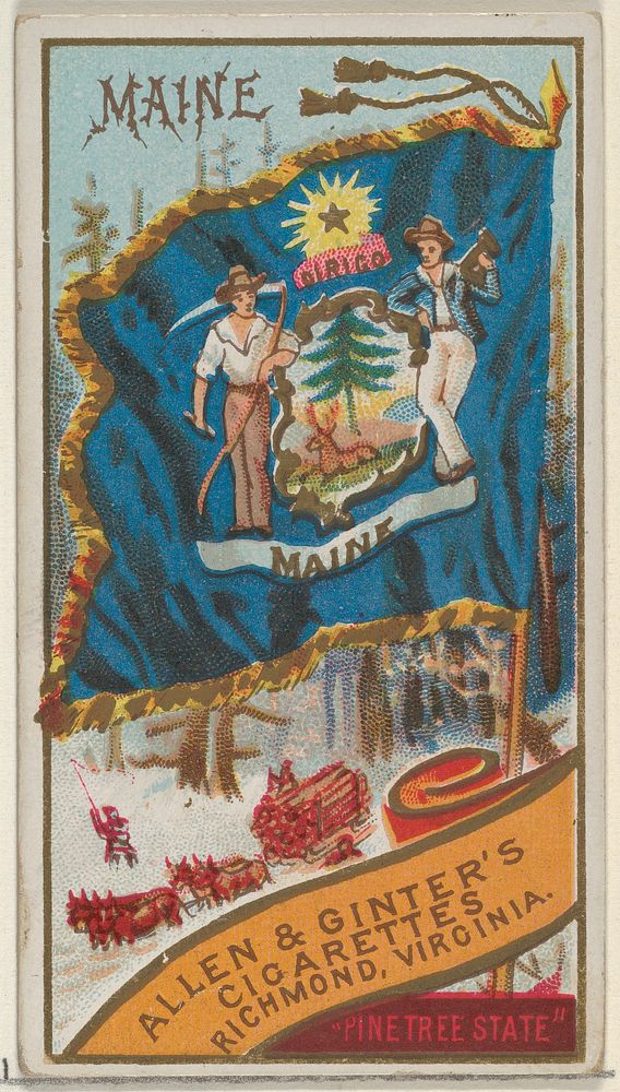 Maine, from Flags of the States and Territories (N11) for Allen & Ginter Cigarettes Brands issued by Allen & Ginter 