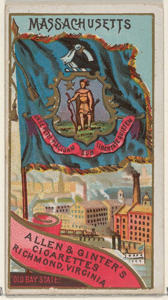 Massachusetts, from Flags of the States and Territories (N11) for Allen & Ginter Cigarettes Brands issued by Allen & Ginter 
