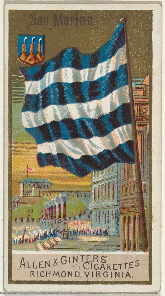 San Marino, from Flags of All Nations, Series 2 (N10) for Allen & Ginter Cigarettes Brands issued by Allen & Ginter 