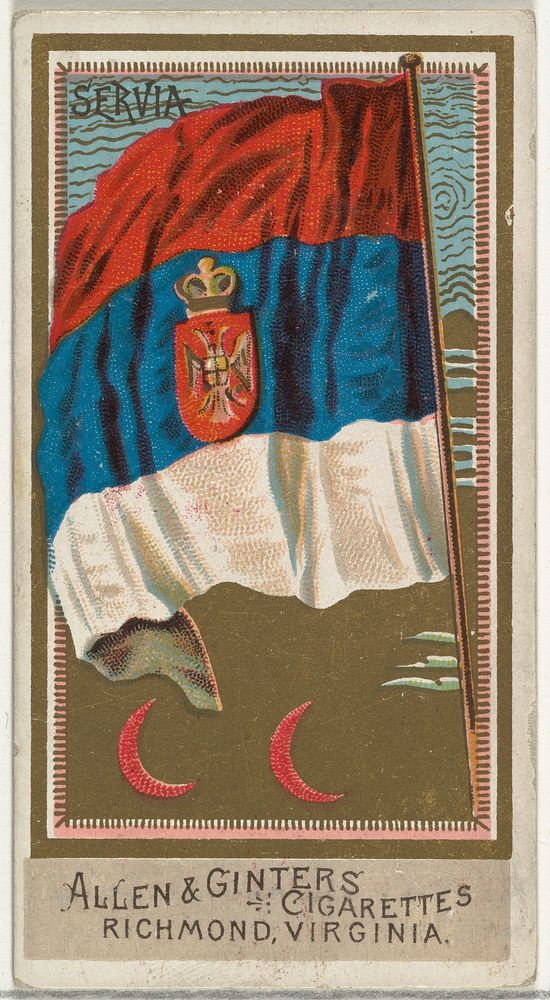 Serbia, from Flags of All Nations, Series 2 (N10) for Allen & Ginter Cigarettes Brands issued by Allen & Ginter 