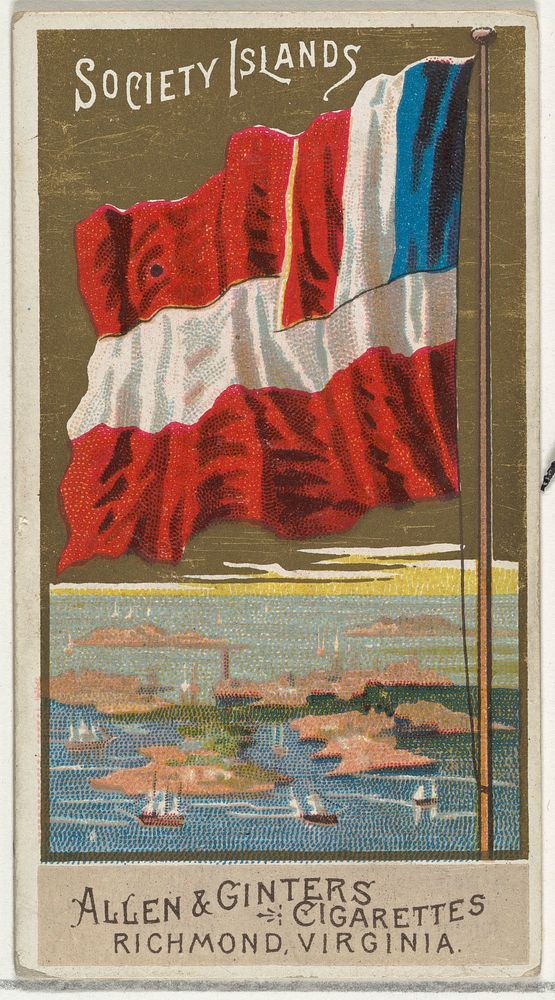 Society Islands, from Flags of All Nations, Series 2 (N10) for Allen & Ginter Cigarettes Brands issued by Allen & Ginter 