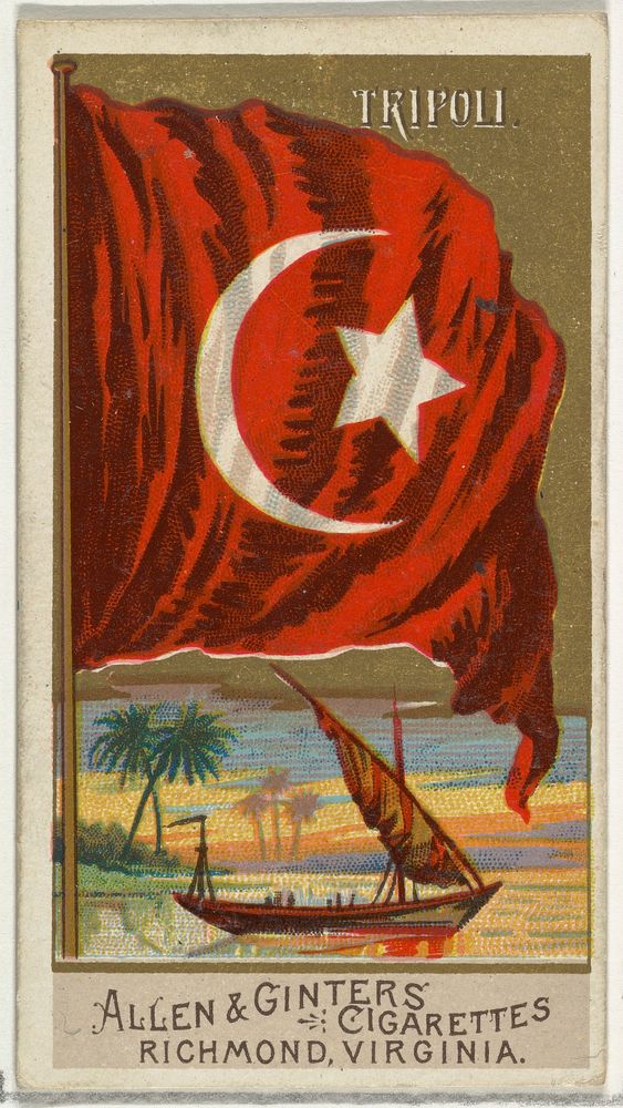 Tripoli, from Flags of All Nations, Series 2 (N10) for Allen & Ginter Cigarettes Brands issued by Allen & Ginter 