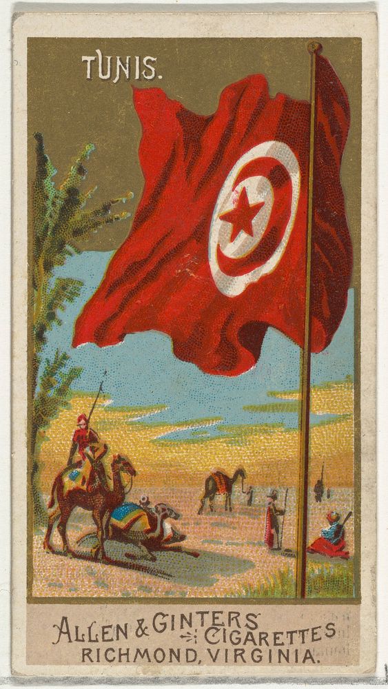 Tunis, from Flags of All Nations, Series 2 (N10) for Allen & Ginter Cigarettes Brands, issued by Allen & Ginter