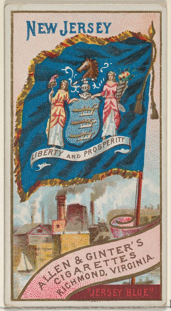New Jersey, from Flags of the States and Territories (N11) for Allen & Ginter Cigarettes Brands