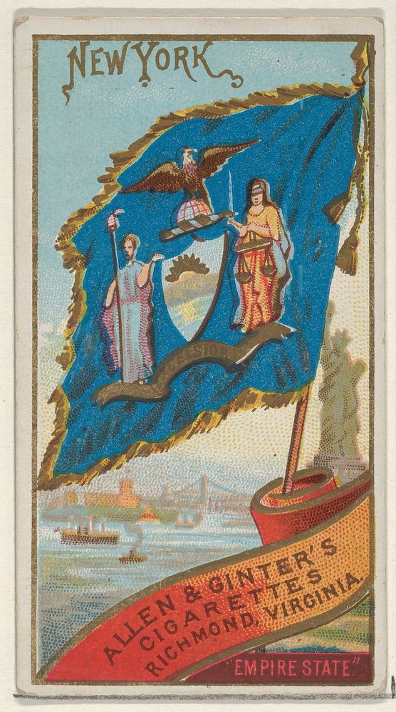 New York, from Flags of the States and Territories (N11) for Allen & Ginter Cigarettes Brands issued by Allen & Ginter 