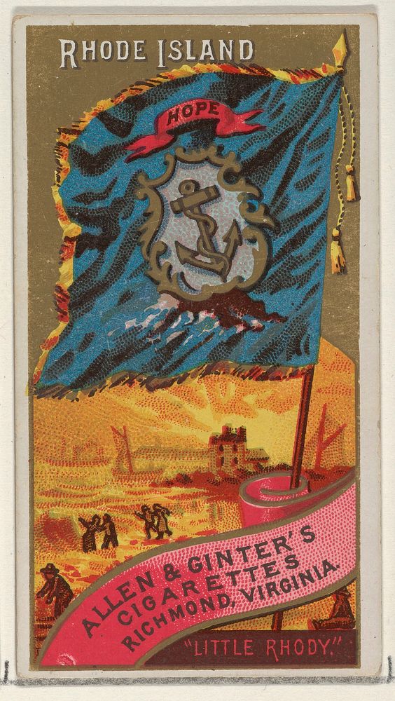Rhode Island, from Flags of the States and Territories (N11) for Allen & Ginter Cigarettes Brands issued by Allen & Ginter 