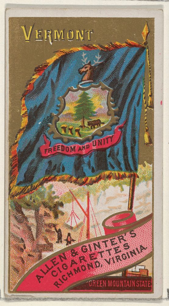 Vermont, from Flags of the States and Territories (N11) for Allen & Ginter Cigarettes Brands issued by Allen & Ginter 