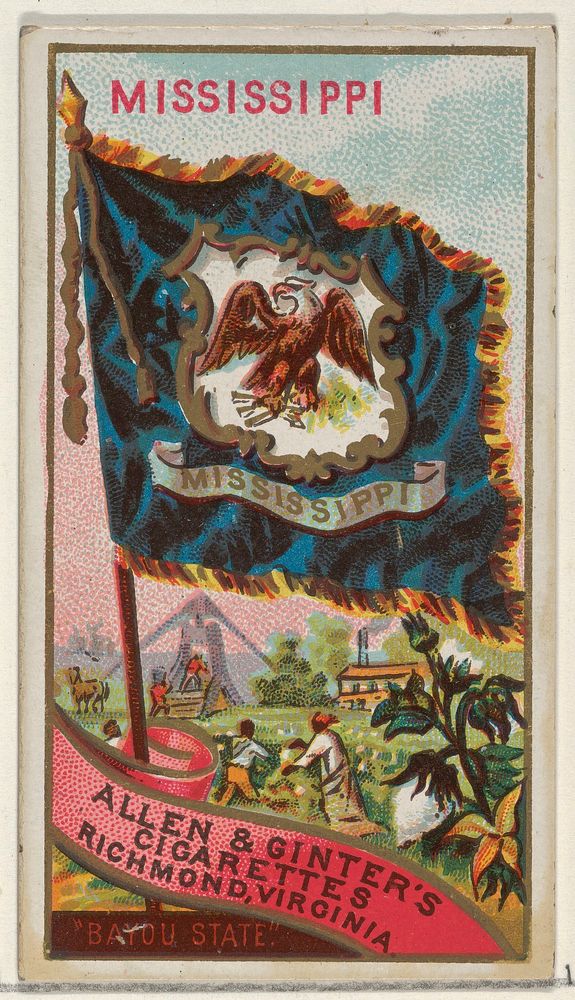 Mississippi, from Flags of the States and Territories (N11) for Allen & Ginter Cigarettes Brands issued by Allen & Ginter 