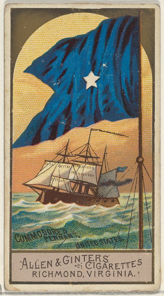 Commodore's Pennant, United States, from the Naval Flags series (N17) for Allen & Ginter Cigarettes Brands issued by Allen &…