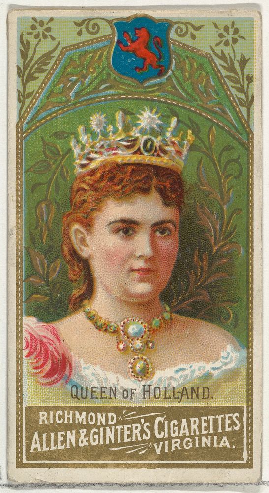 Queen of Holland, from World's Sovereigns series (N34) for Allen & Ginter Cigarettes