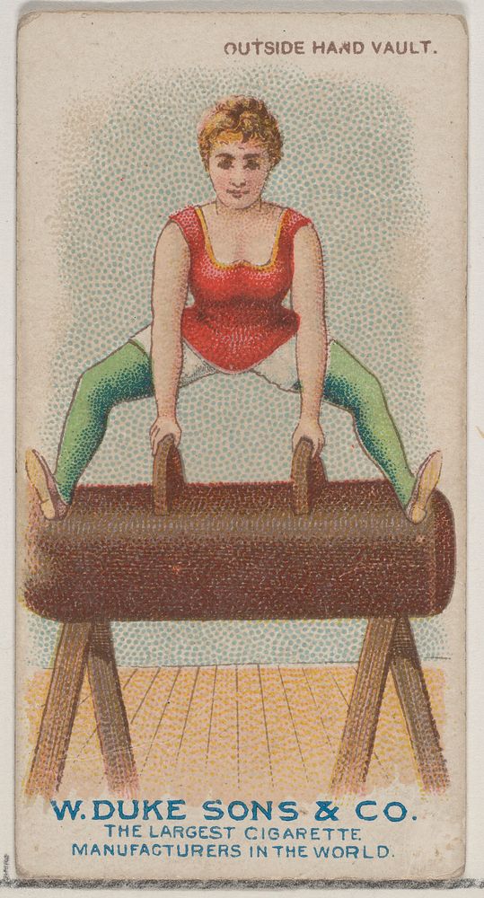 Outside Hand Vault, from the Gymnastic Exercises series (N77) for Duke brand cigarettes