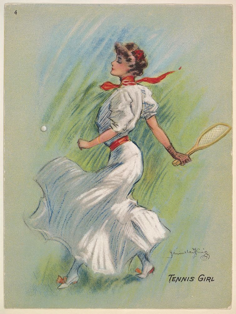 Tennis Girl, from the series "Hamilton King Girls" (T7, Type 6), issued by Turkish Trophies Cigarettes 
