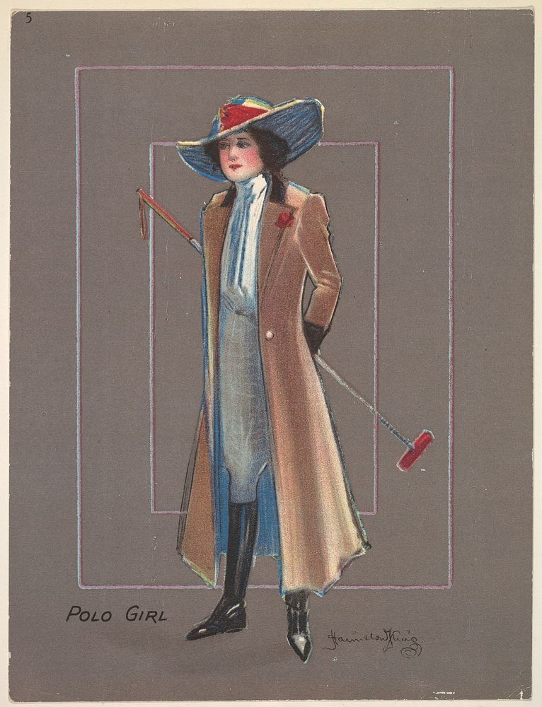 Polo Girl, from the series "Hamilton King Girls" (T7, Type 6), issued by Turkish Trophies Cigarettes