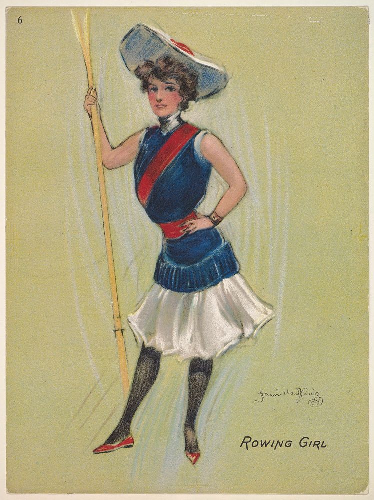 Rowing Girl, from the series "Hamilton King Girls" (T7, Type 6), issued by Turkish Trophies Cigarettes