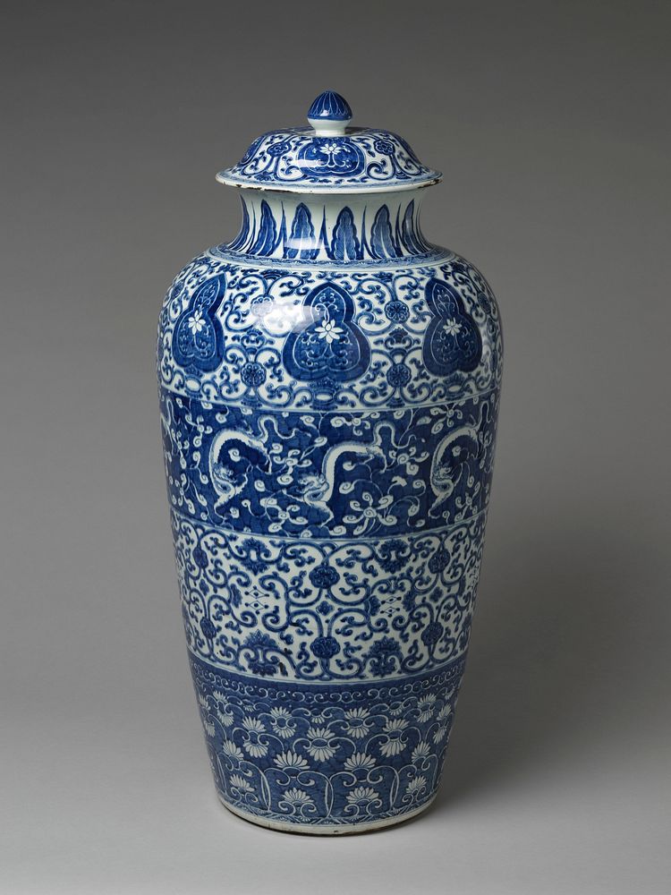 Jar with Dragons and Floral Designs, China