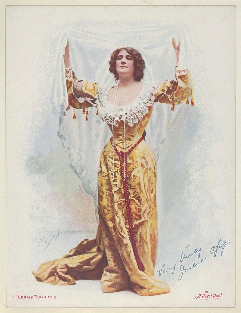 Julia Opp in A Royal Rival, from the Actresses series (T1), distributed by the American Tobacco Co. to promote Turkish…